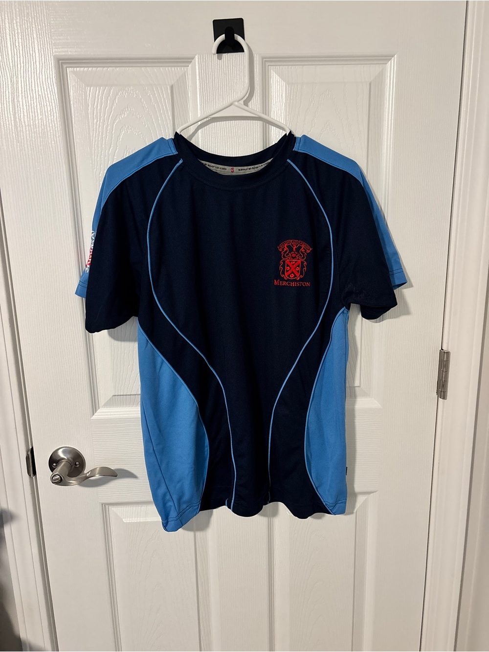 Kids Blue Athletic Short Sleeve Top with Crest